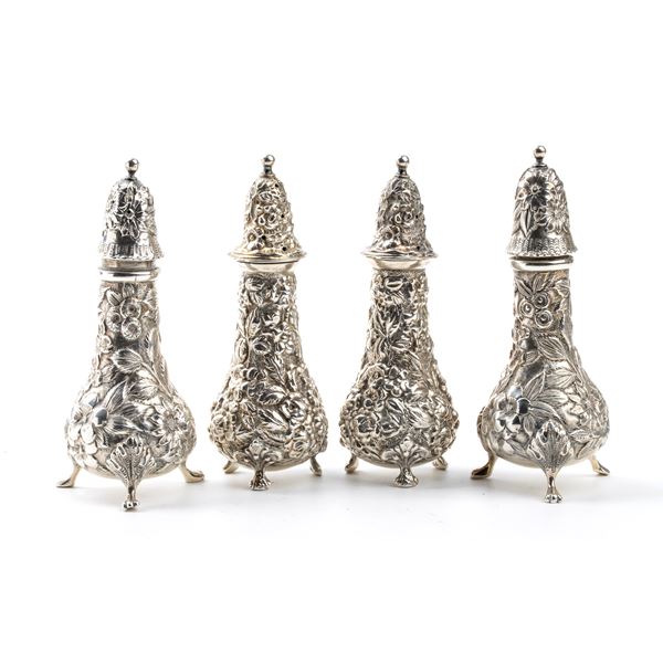 Stieff company - Four American sterling silver salt shakers