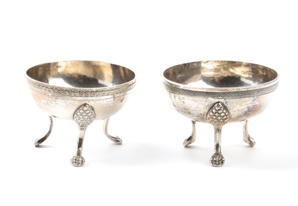 Pair of Italian silver salt cellars