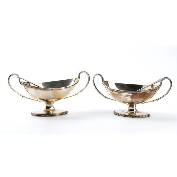 Pair of English Georgian sterling silver salt cellars