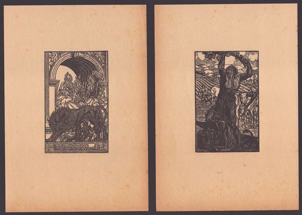 ANTONELLO MORONI - Lot of two woodcuts