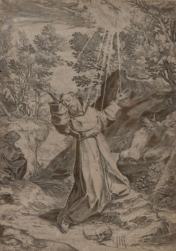 Agostino Carracci - Saint Francis Receiving the Stigmata