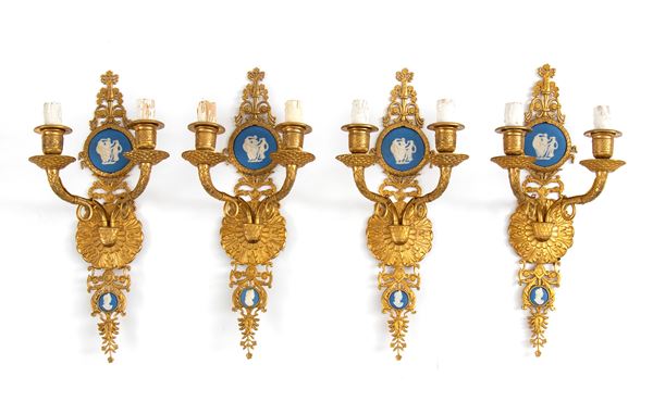 A group of four English wall sconces