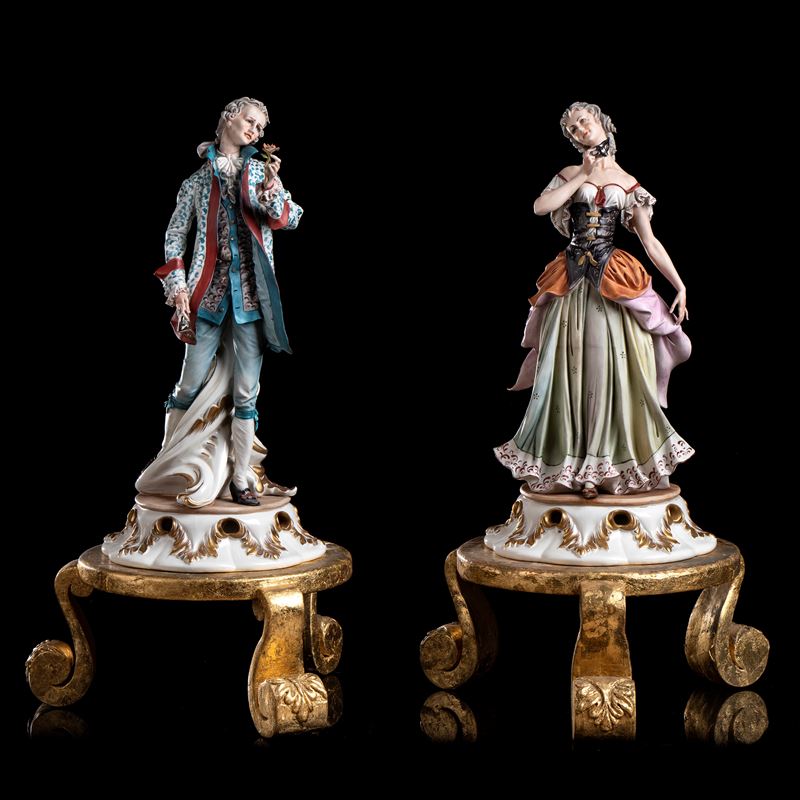 Tosca - Coppia di Figure Italiane in Porcellana