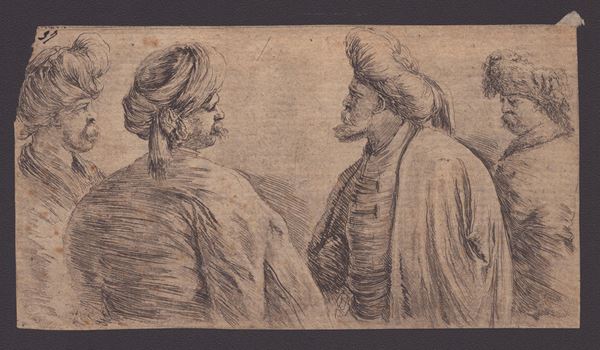 Stefano della Bella - Four Turks with turbans