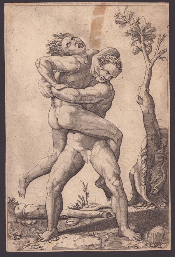 Giovan Battista Scultori - Hercules and Antaeus