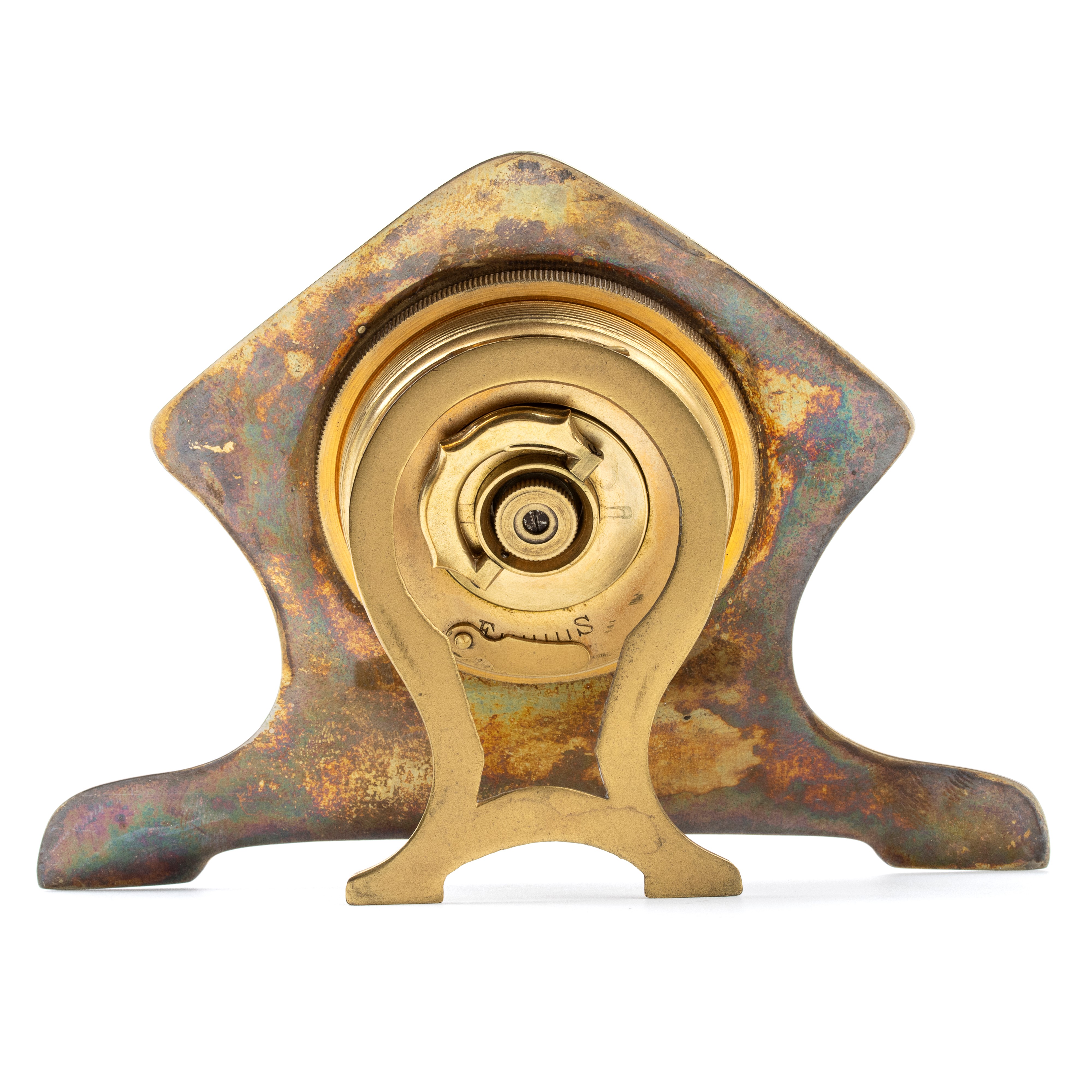 Orologio da Tavolo Art Déco in Argento e Smalti