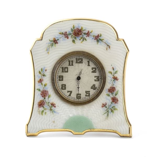 Art Déco table clock with enamels