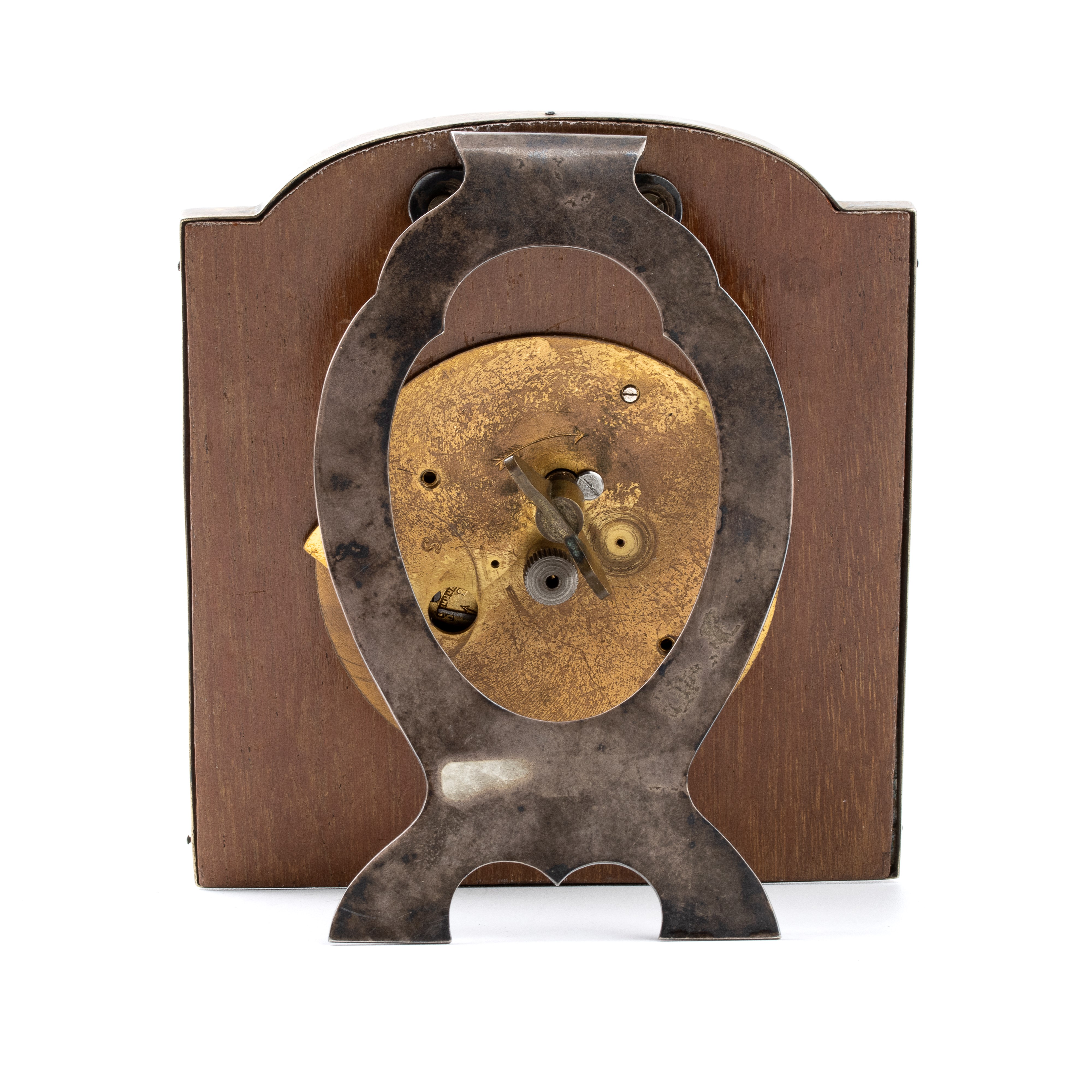 Orologio da Tavolo Art Déco in Argento e Smalti