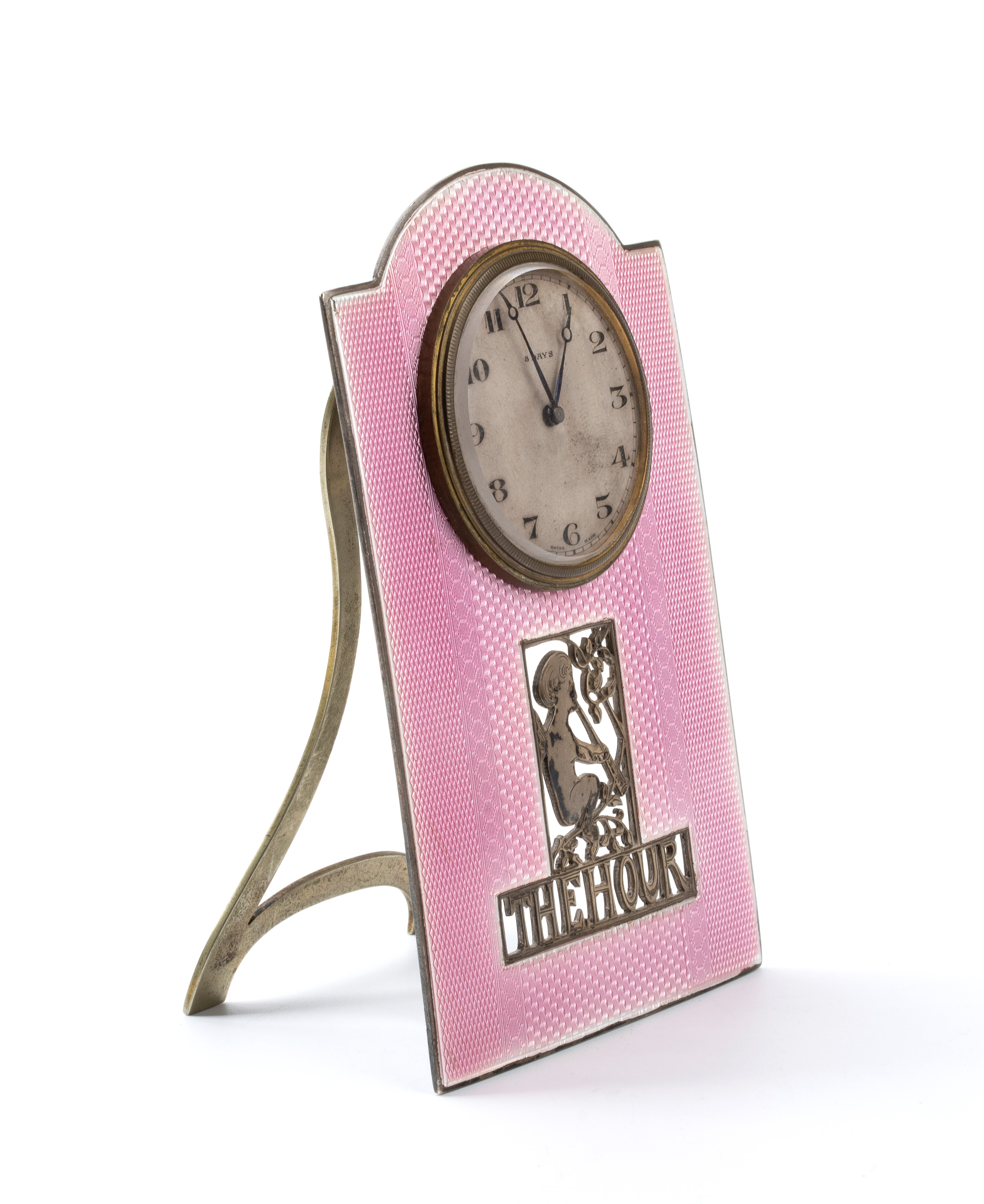 Orologio da tavolo Art Déco in argento e smalti