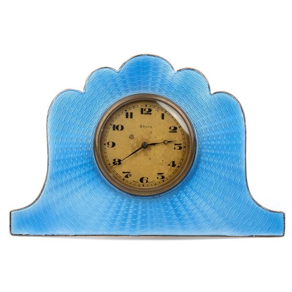 W.G.S. Ltd - Art Déco sterling silver and enamel table clock