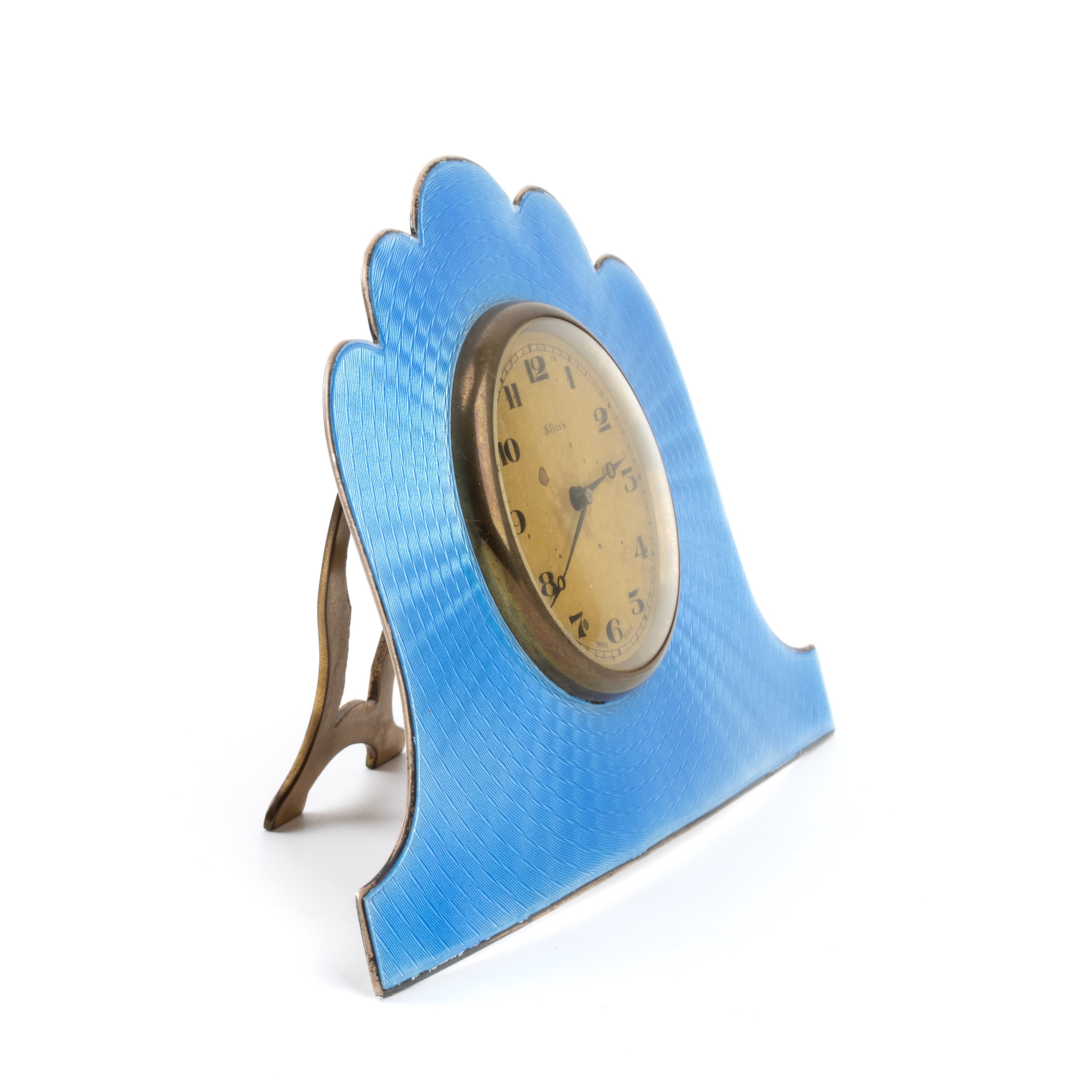 Orologio da tavolo Art Déco in argento e smalti