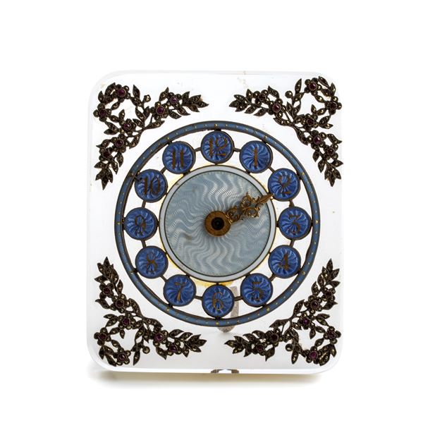 Art Déco table clock with enamels