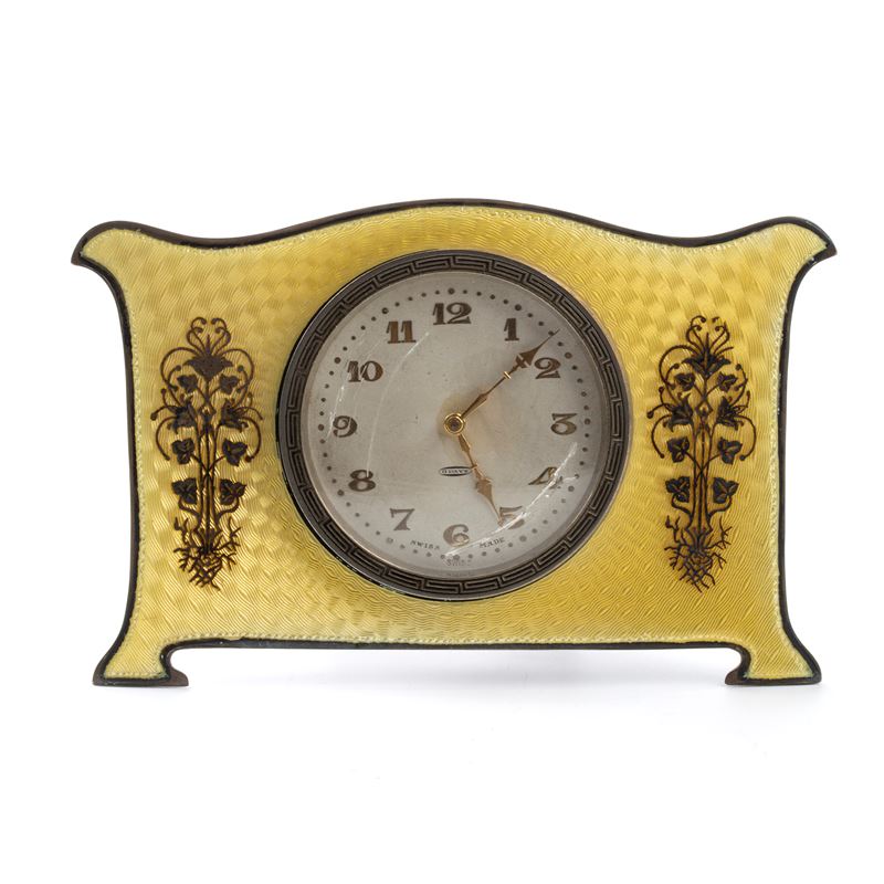 Orologio da tavolo Art Déco in argento e smalti