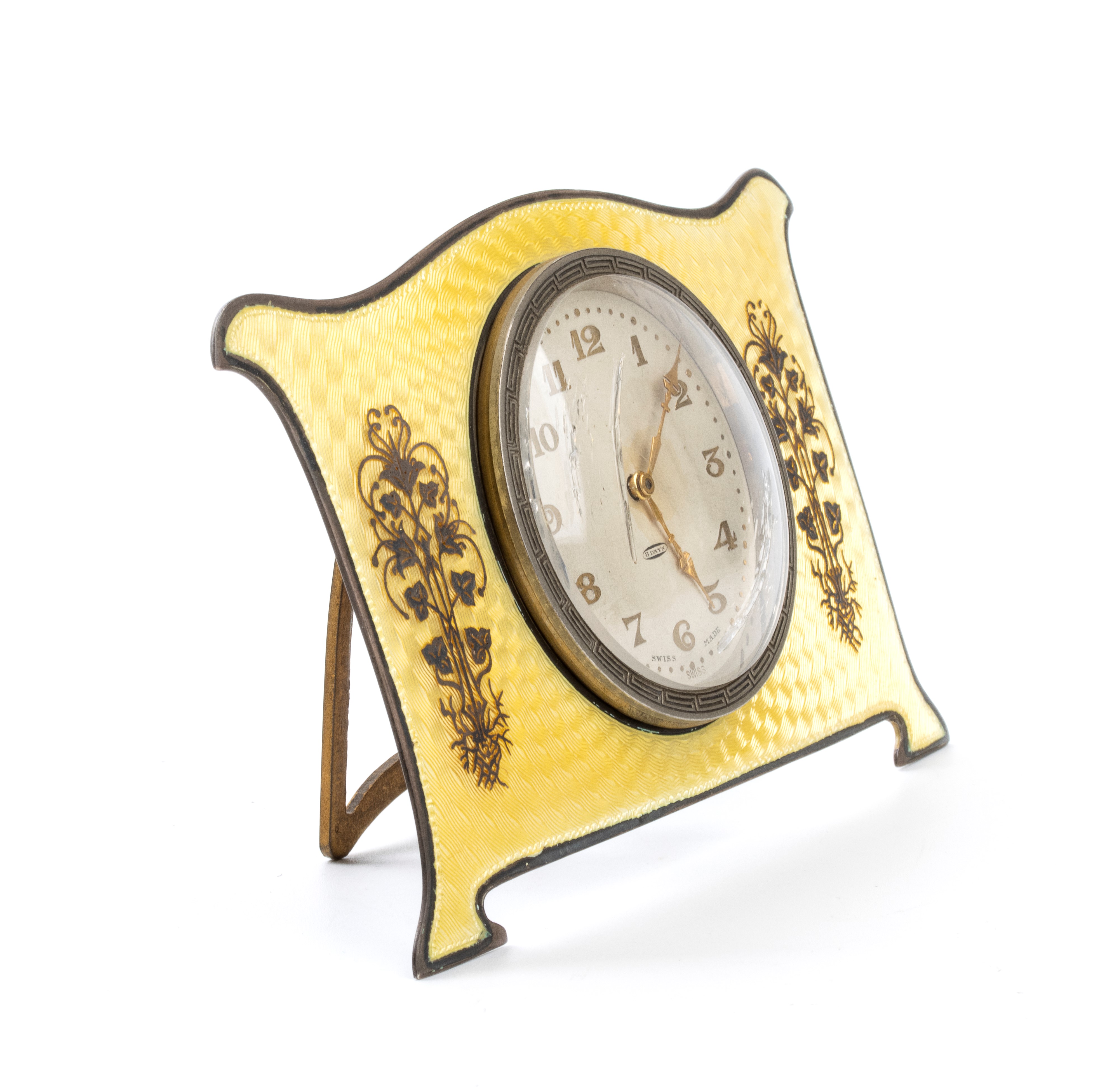 Orologio da tavolo Art Déco in argento e smalti