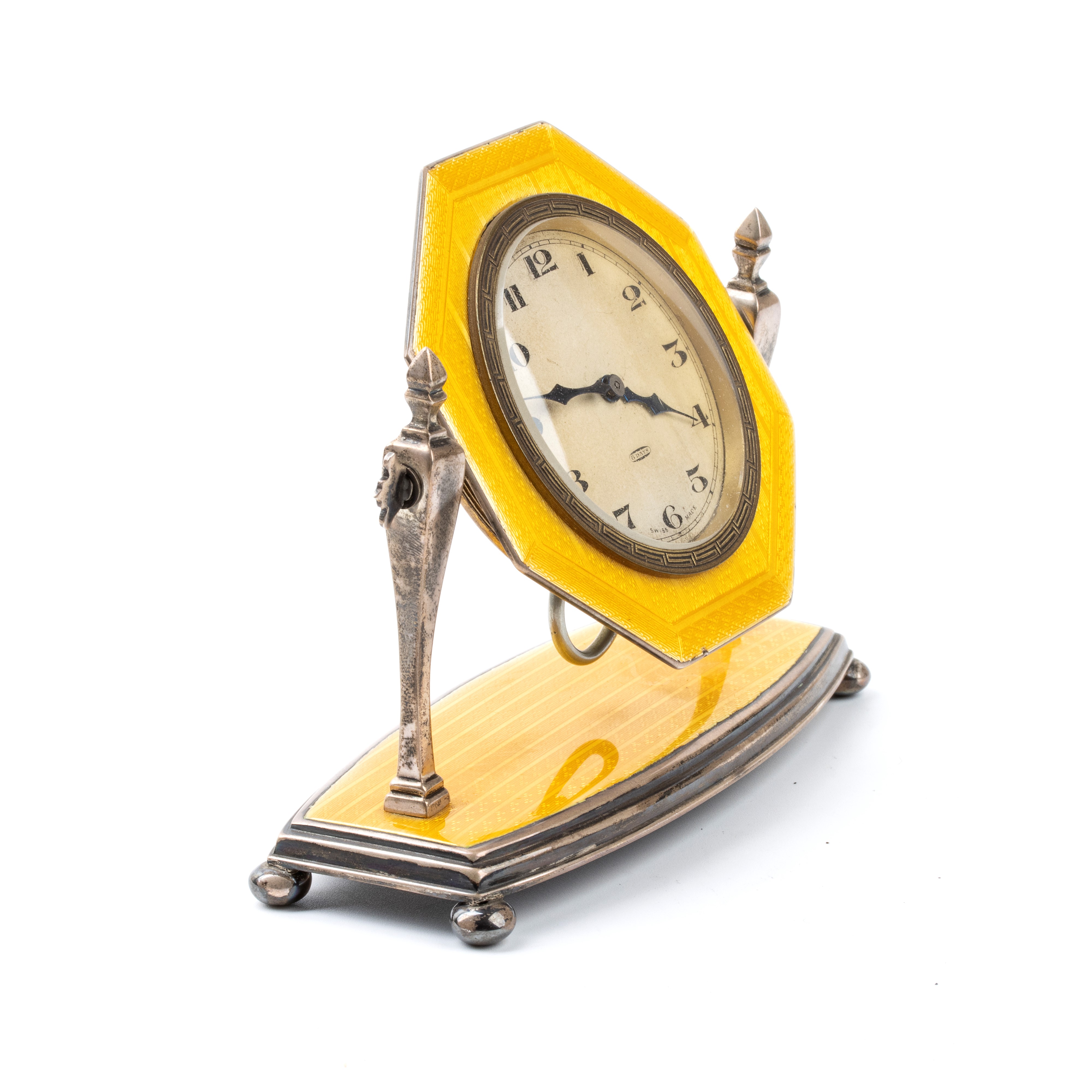 Orologio da tavolo Art Déco in argento e smalti