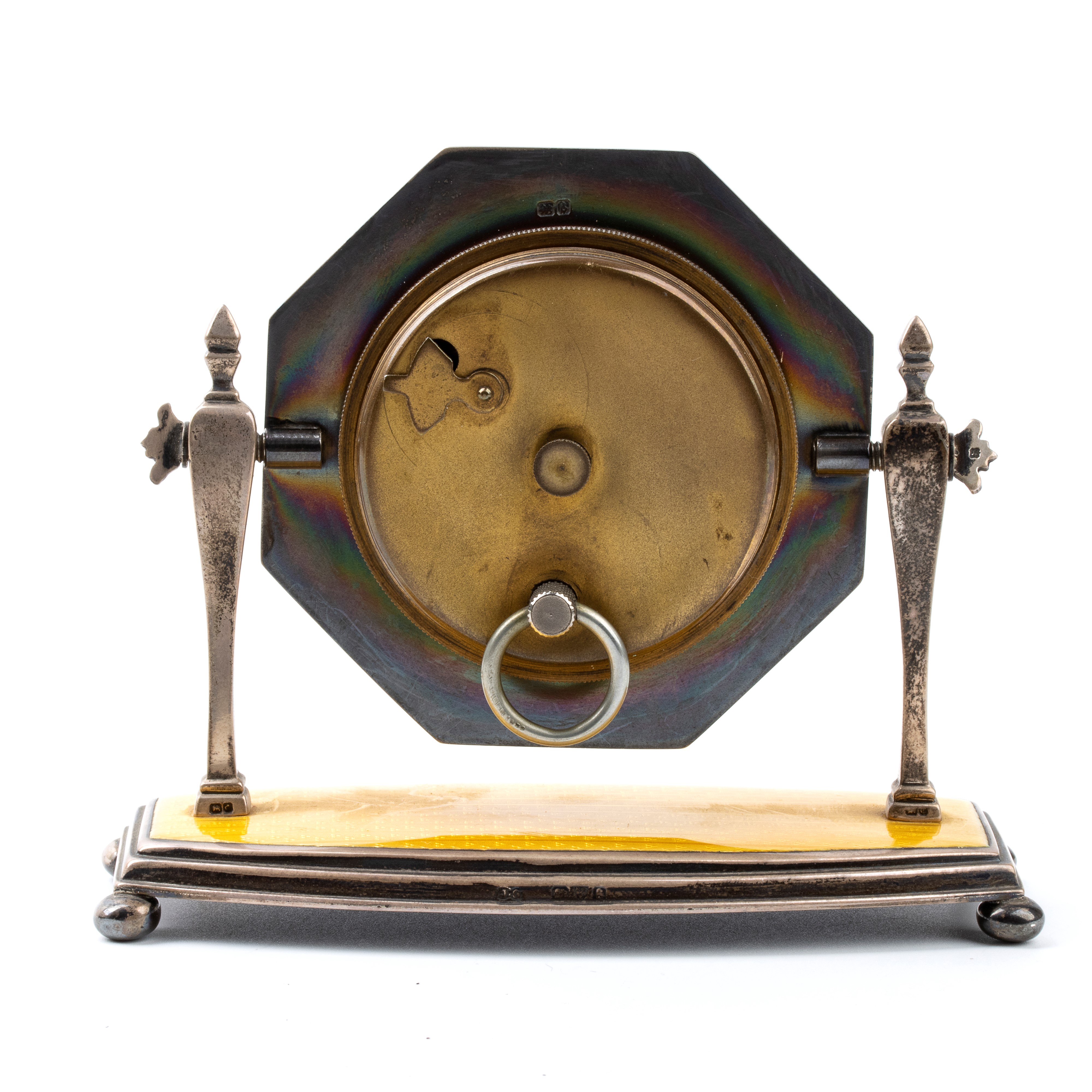 Orologio da tavolo Art Déco in argento e smalti