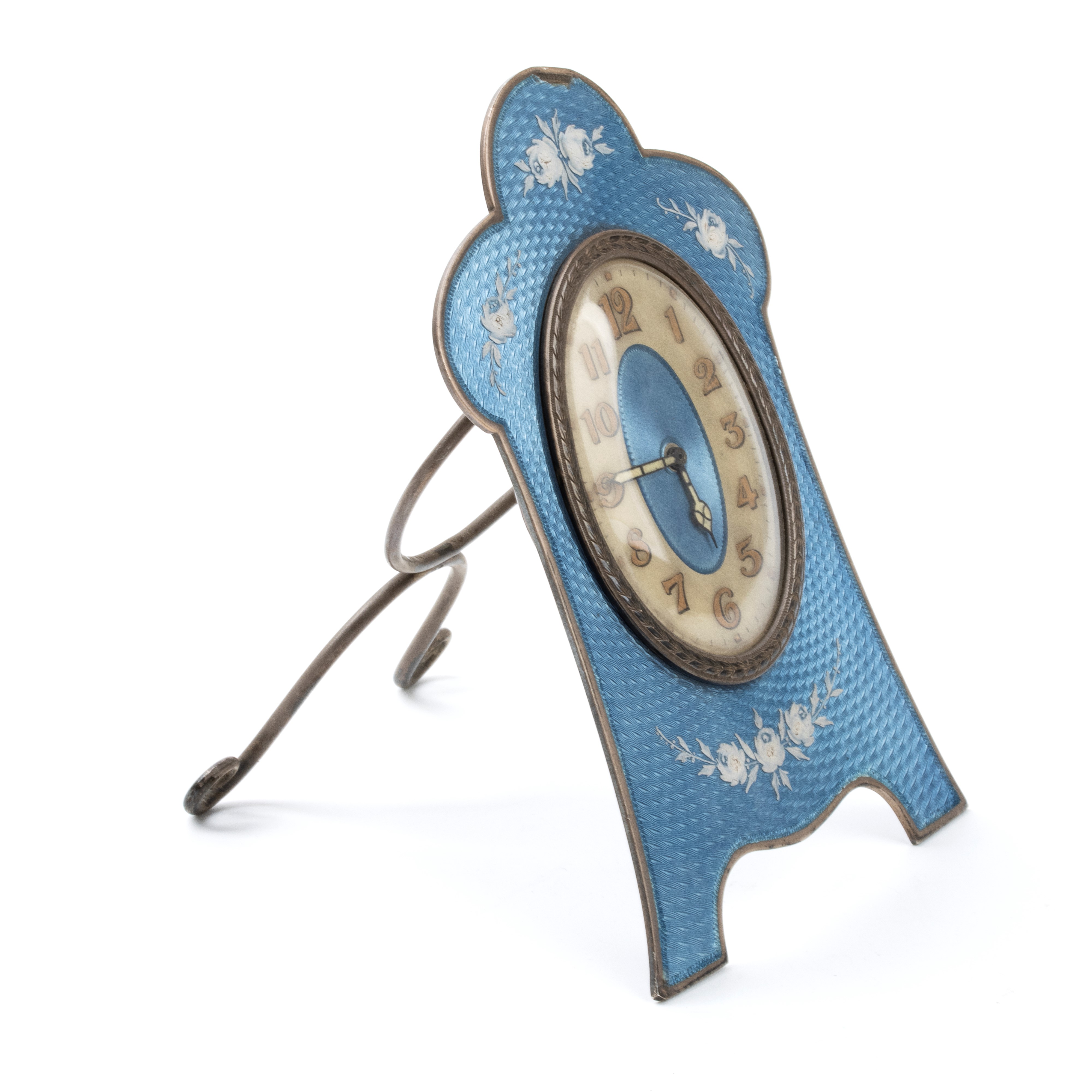 Orologio da tavolo Art Déco in argento e smalti