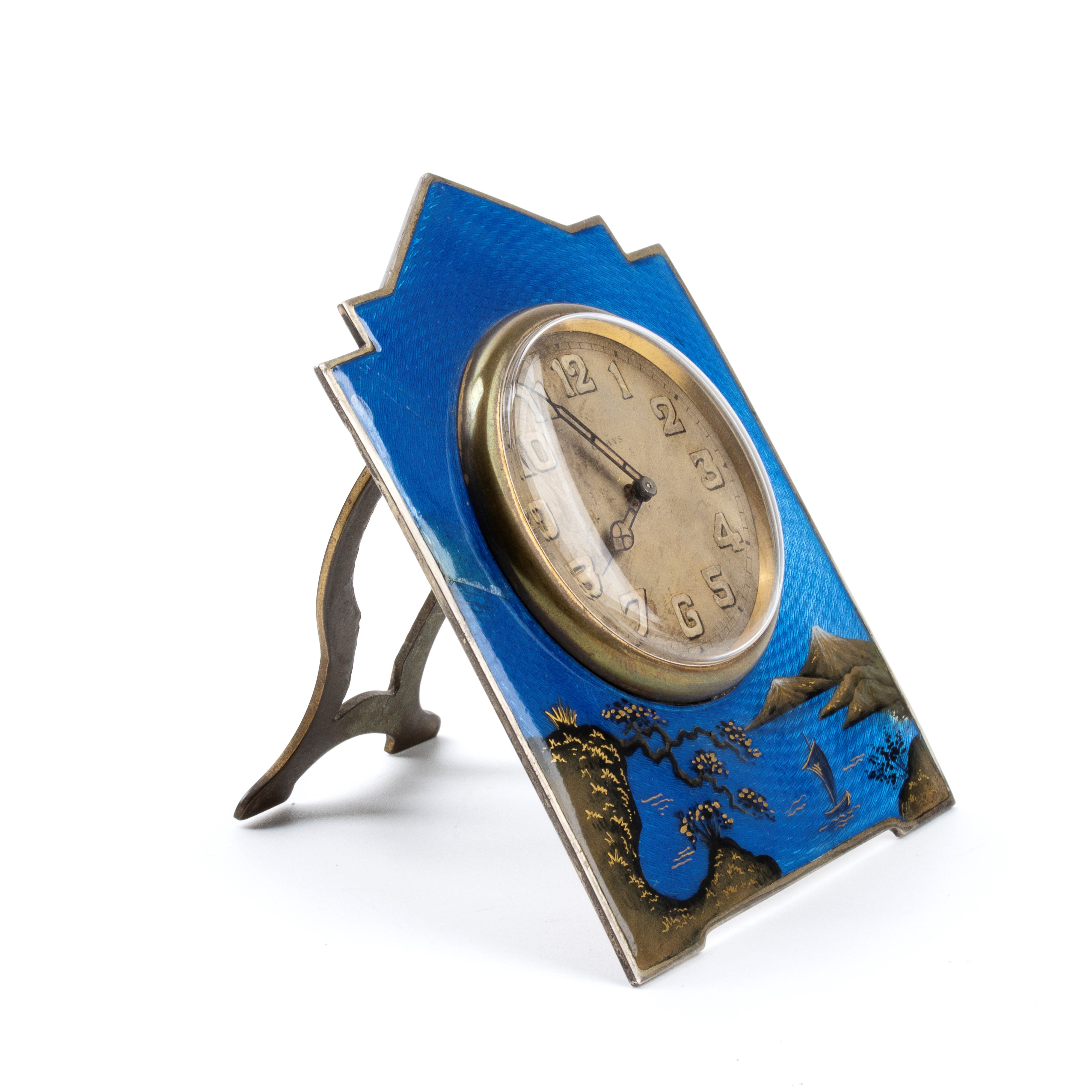 Orologio da tavolo Art Déco in argento e smalti