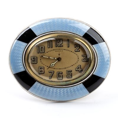 Orologio da Tavolo Art Déco in Metallo e Smalti