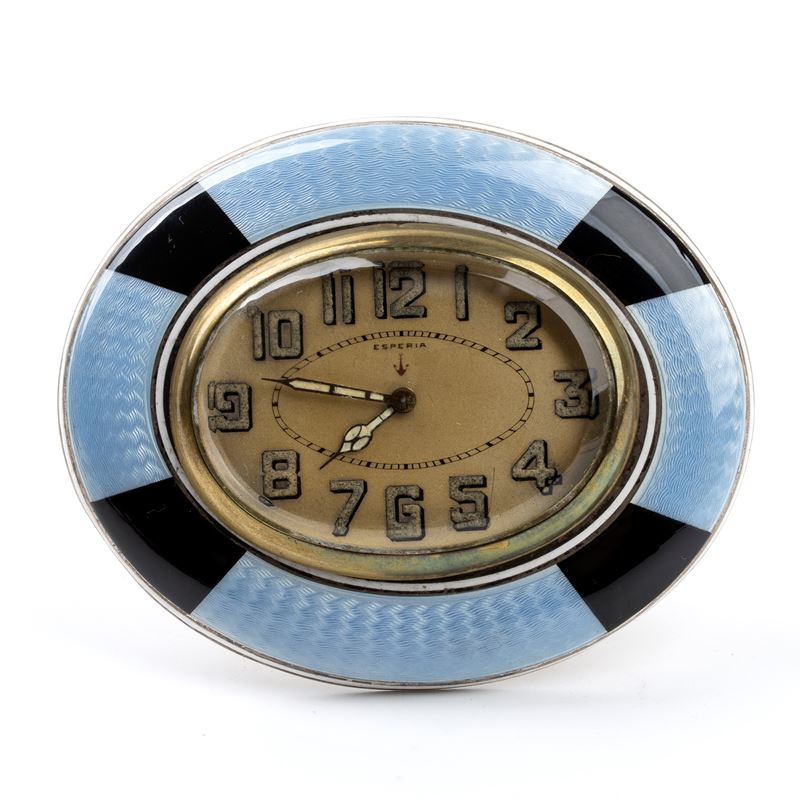 Esperia - Orologio da Tavolo Art Déco in Metallo e Smalti