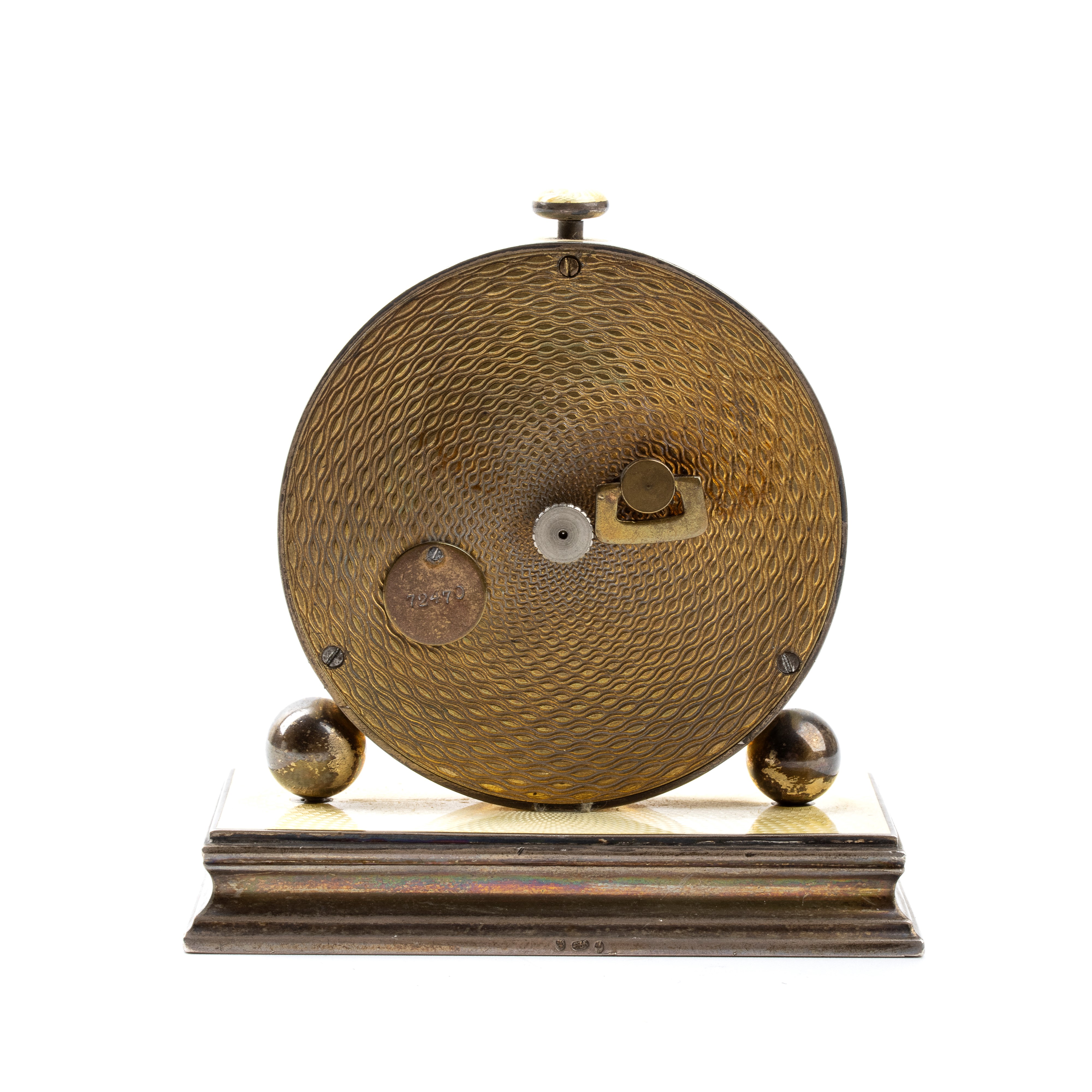 Orologio da Tavolo Art Déco in Argento e Smalti