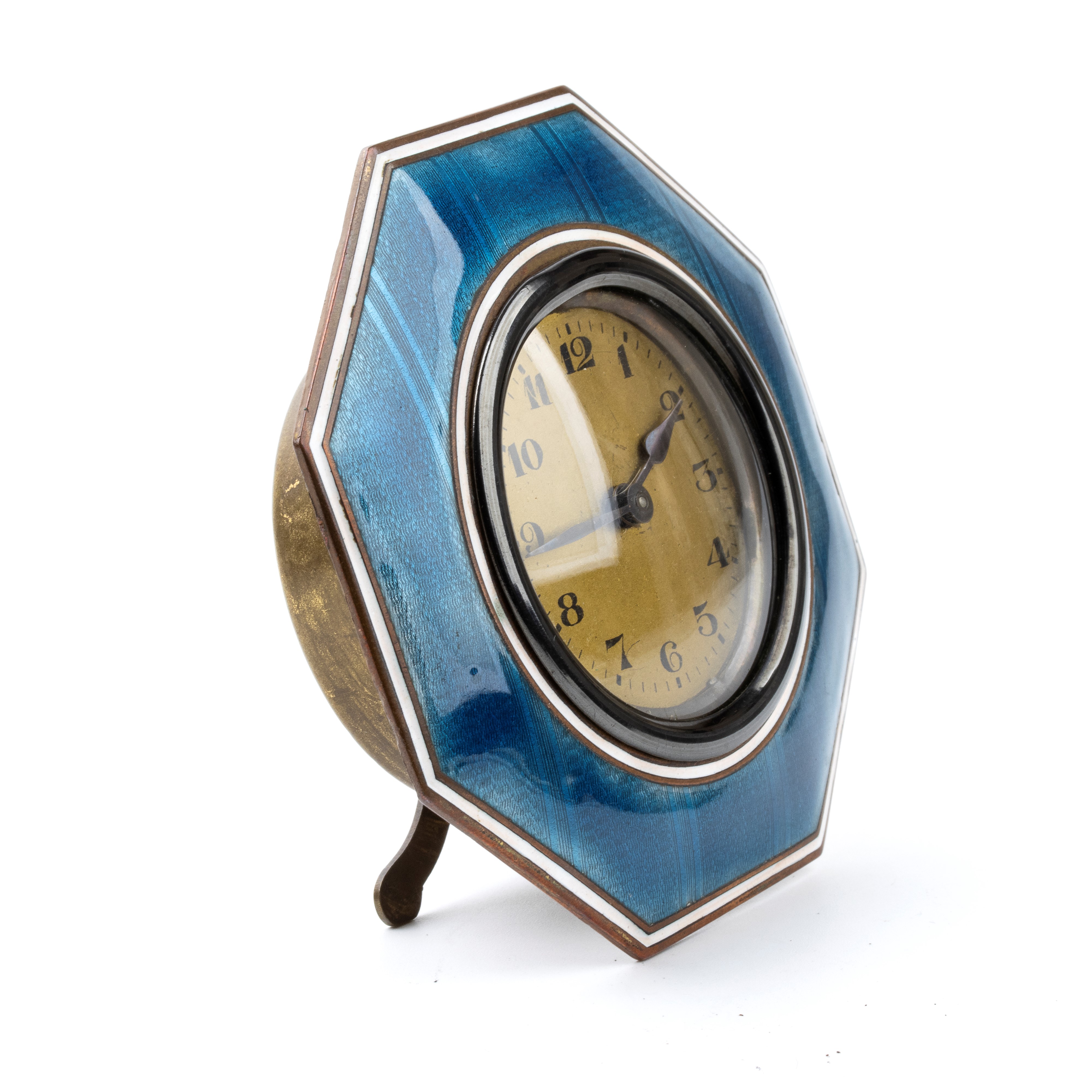Orologio da Tavolo Art Déco in Metallo e Smalti