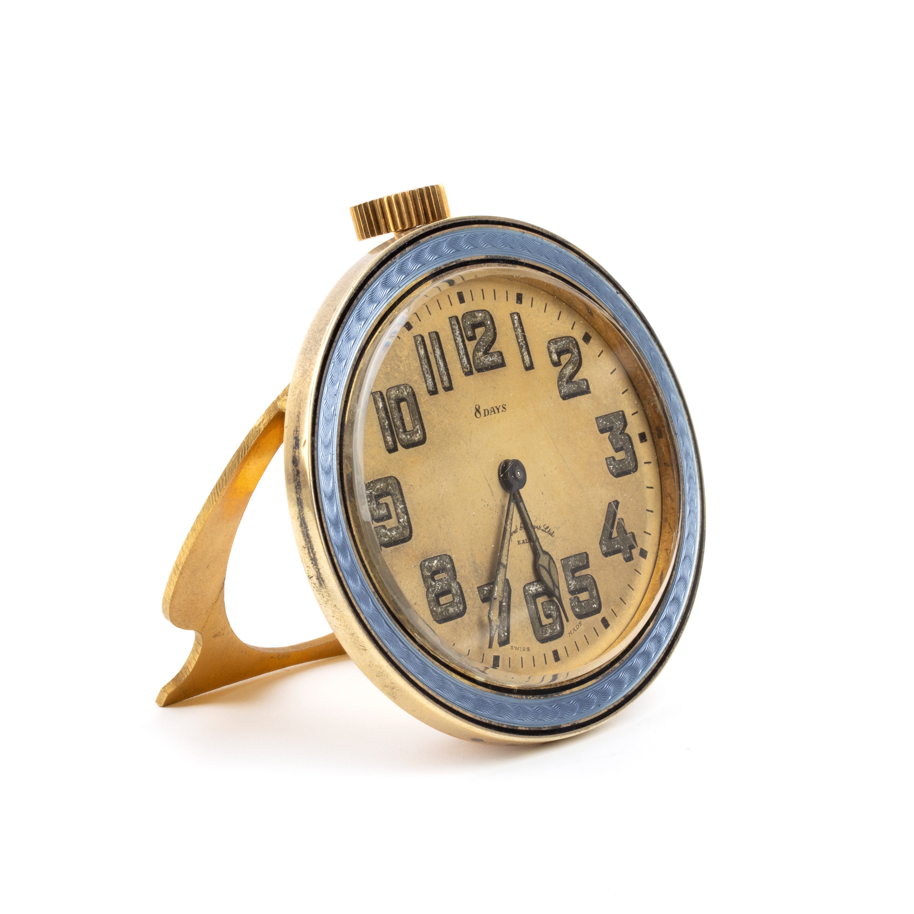 Ashford & Davis Ltd. - Orologio da Tavolo Art Déco in Metallo Dorato e Smalti