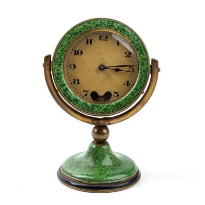 Orologio da Tavolo Art Déco in Metallo Dorato e Smalti, Nave Rms Laconia