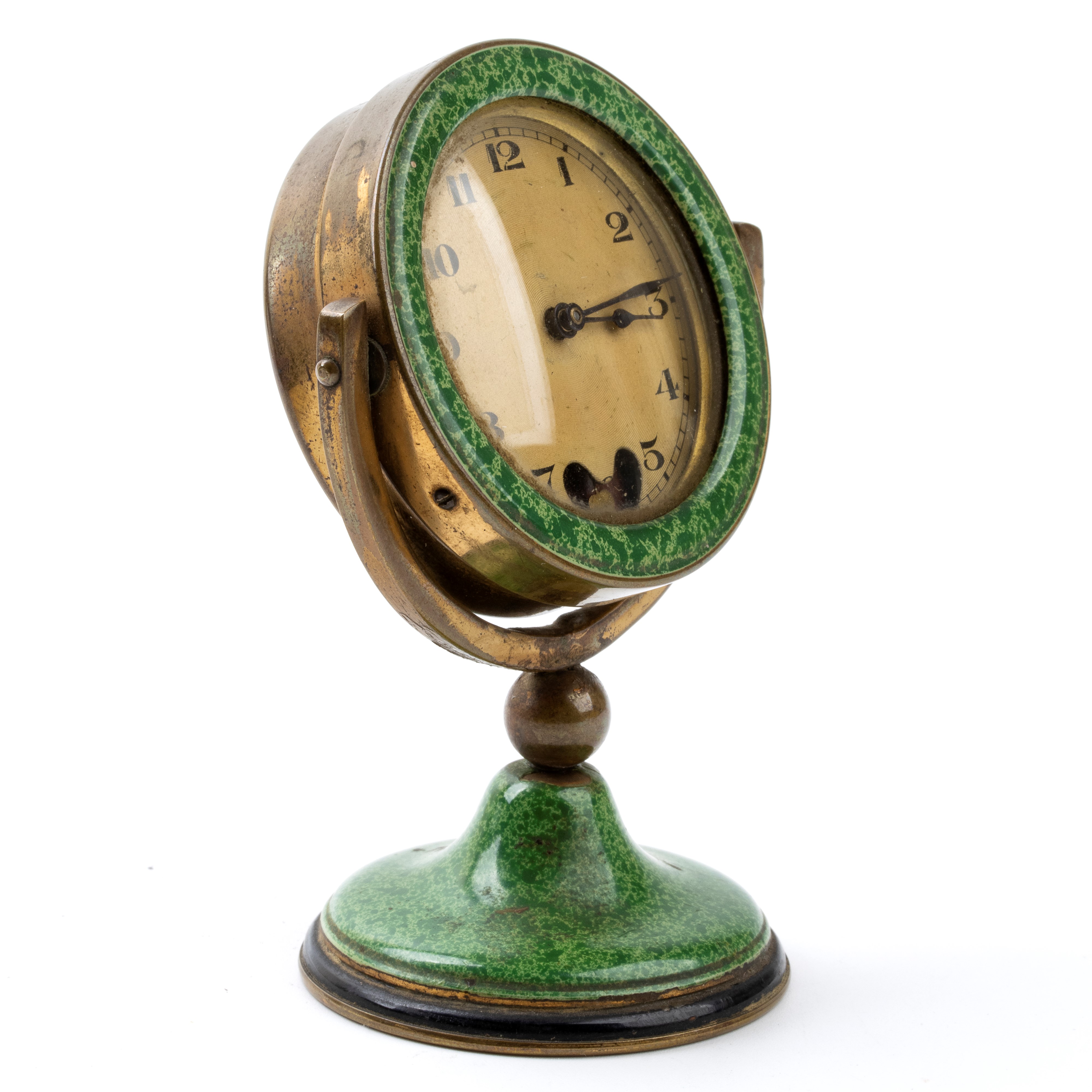 Orologio da Tavolo Art Déco in Metallo Dorato e Smalti, Nave Rms Laconia