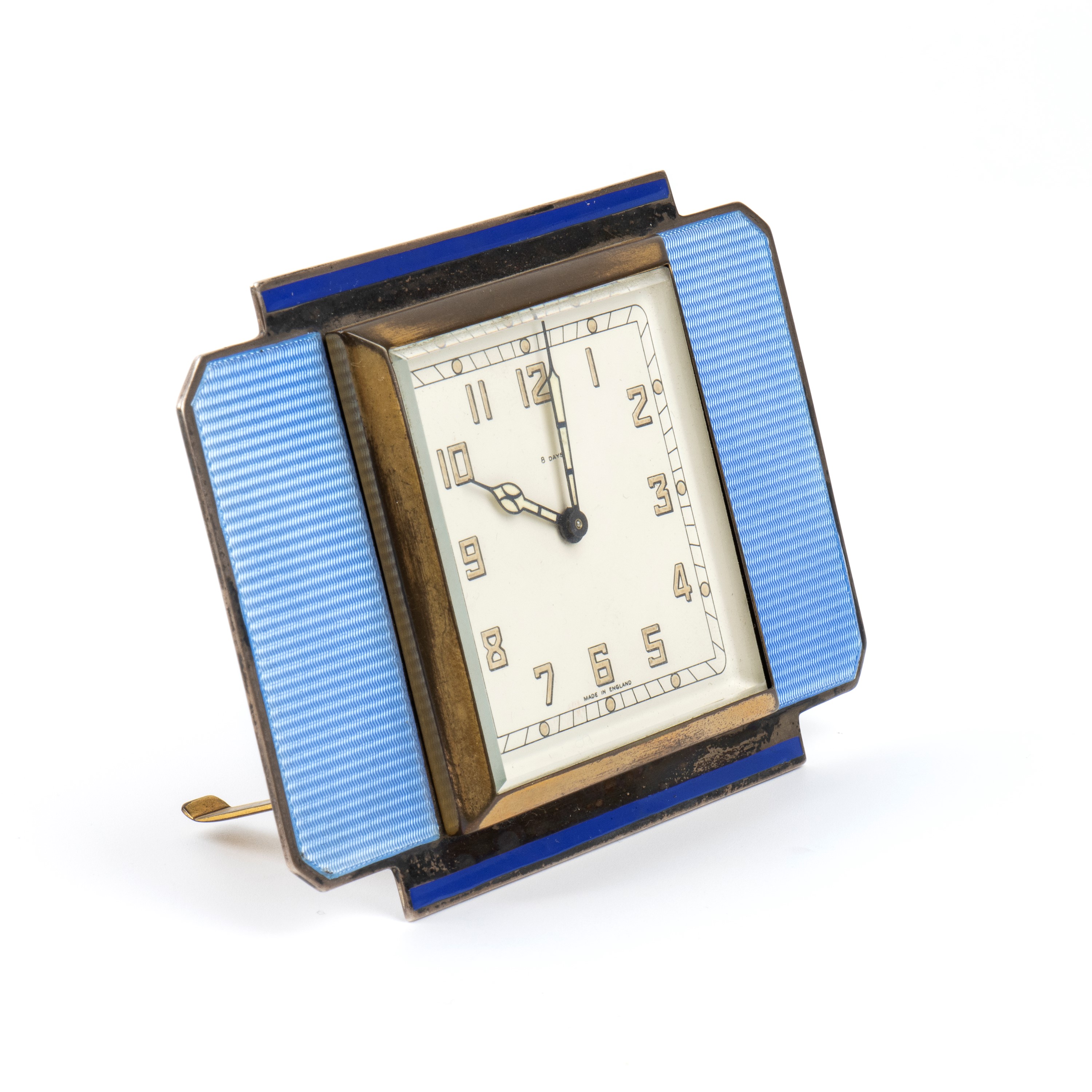 Orologio da tavolo Art Déco in argento e smalti