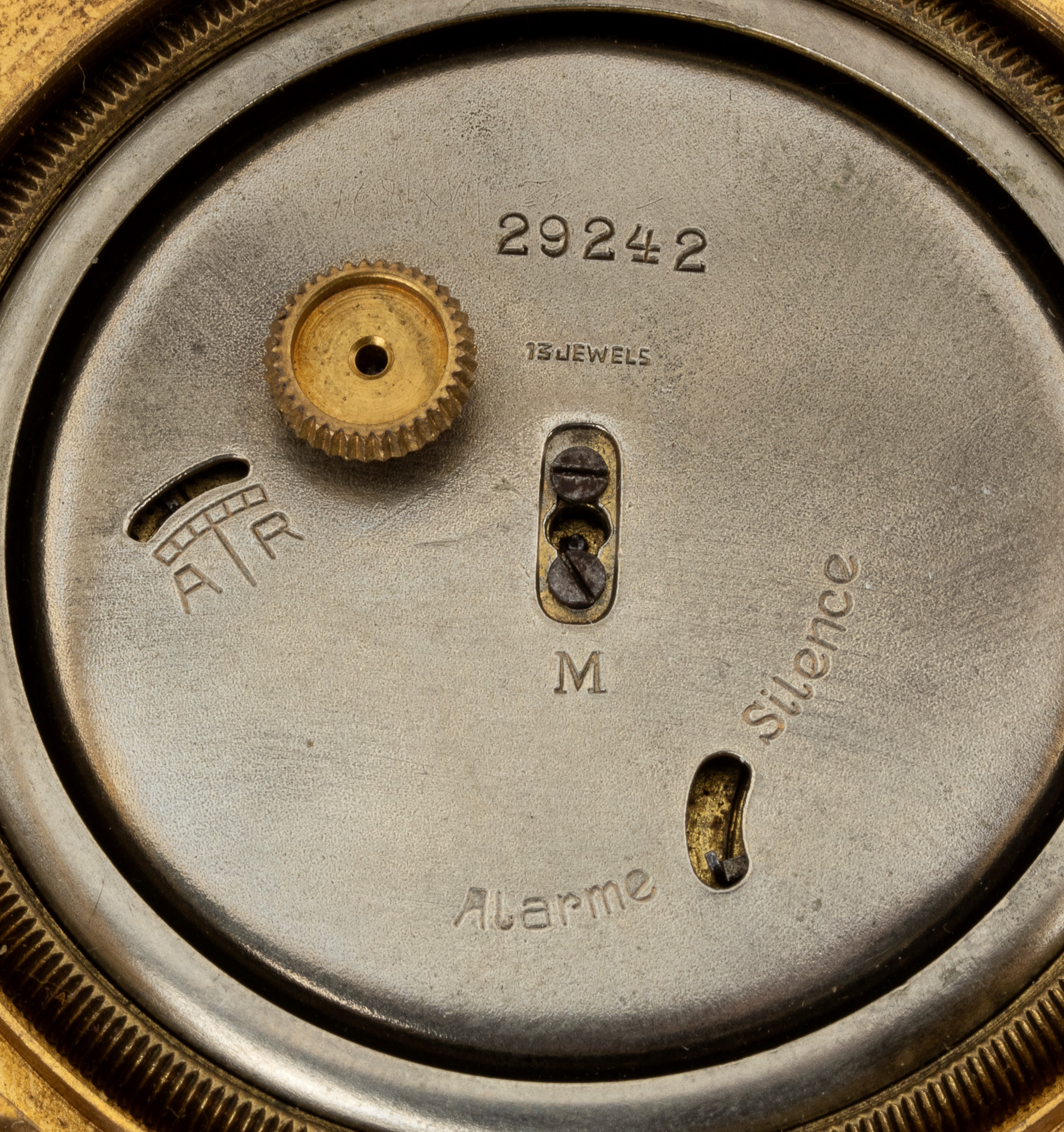 Luga - Orologio Sveglia da Tavolo Art Déco in Metallo Dorato e Smalti Policromi