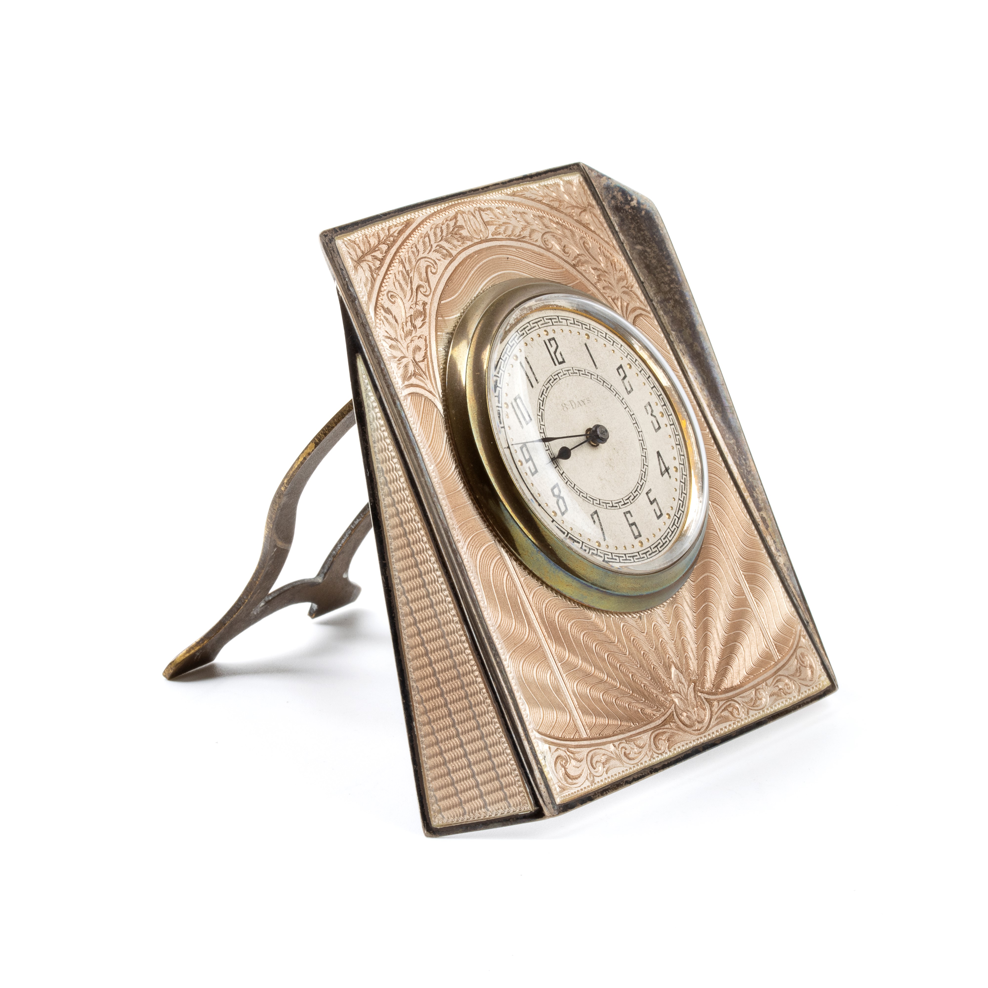 Orologio da tavolo Art Déco in argento e smalti