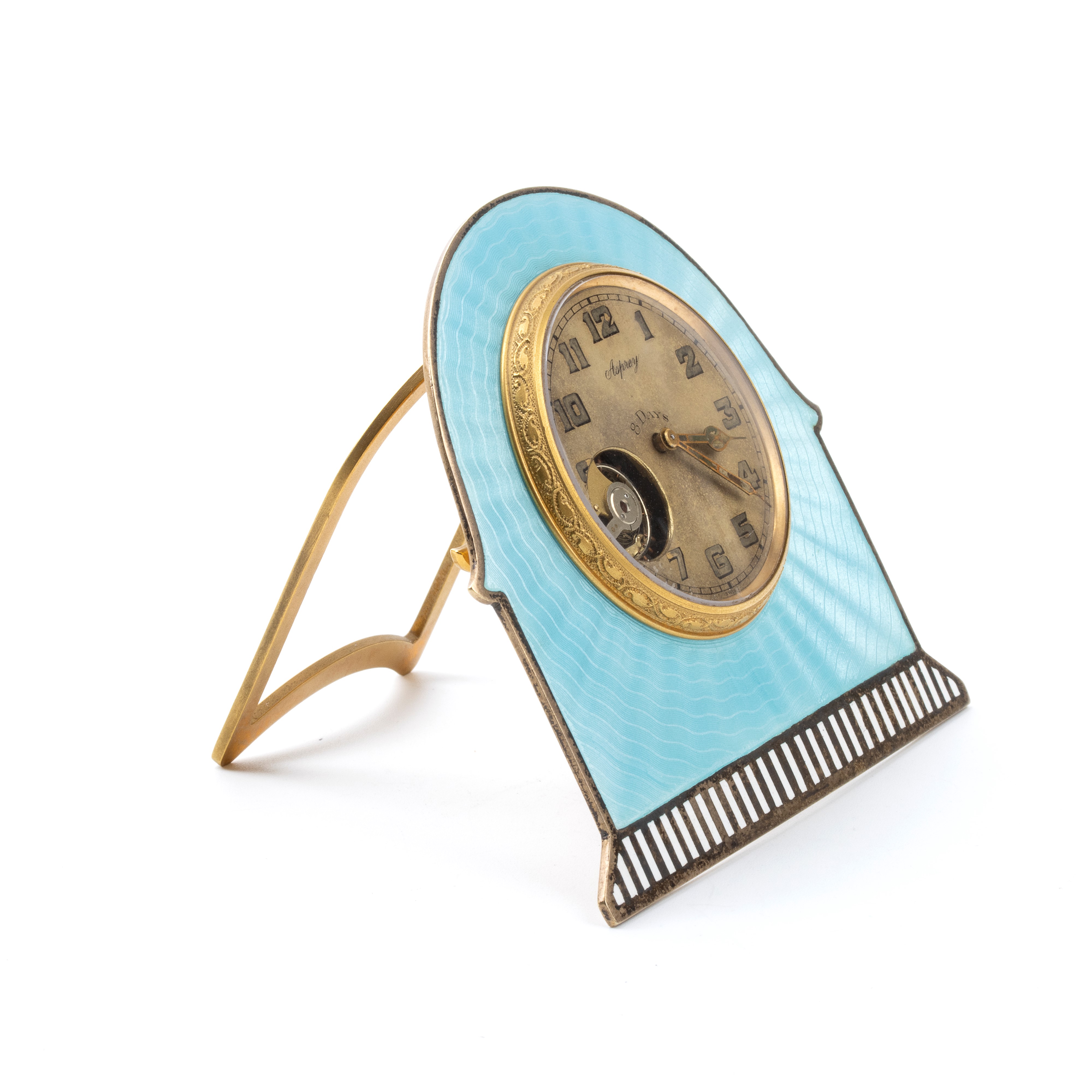 Asprey & Co Ltd - Orologio da Tavolo Art Déco in Metallo Dorato e Smalti