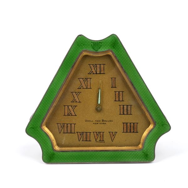 Udall &amp; Ballou - Art Déco brass and enamels table clock