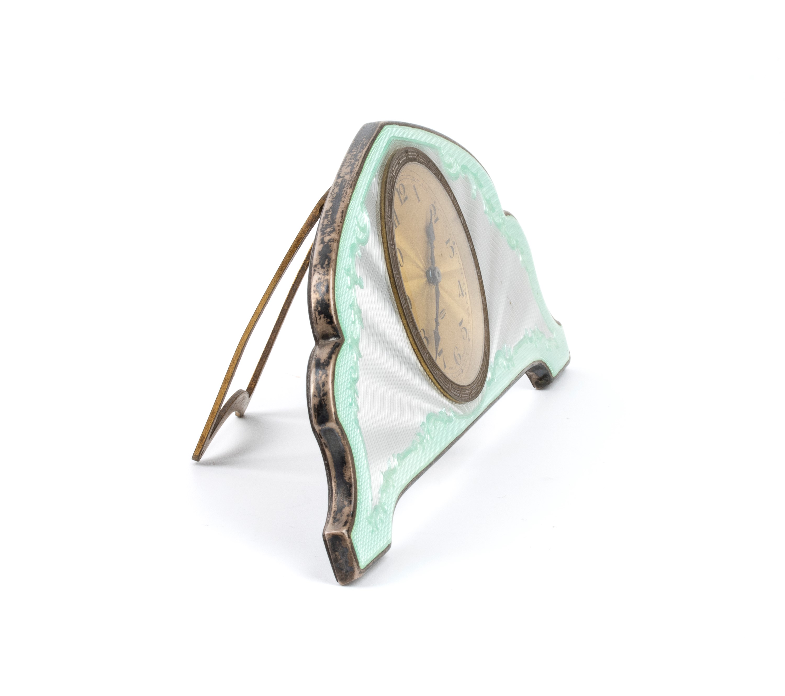 Orologio da tavolo Art Déco in argento e smalti