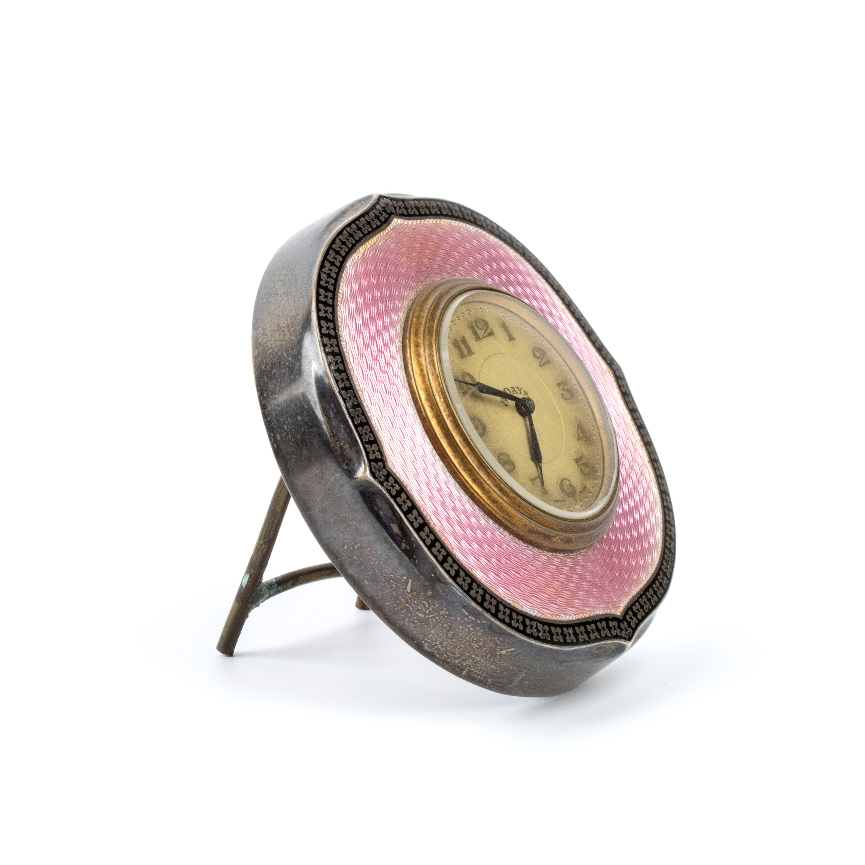 Orologio da tavolo Art Déco in argento e smalti