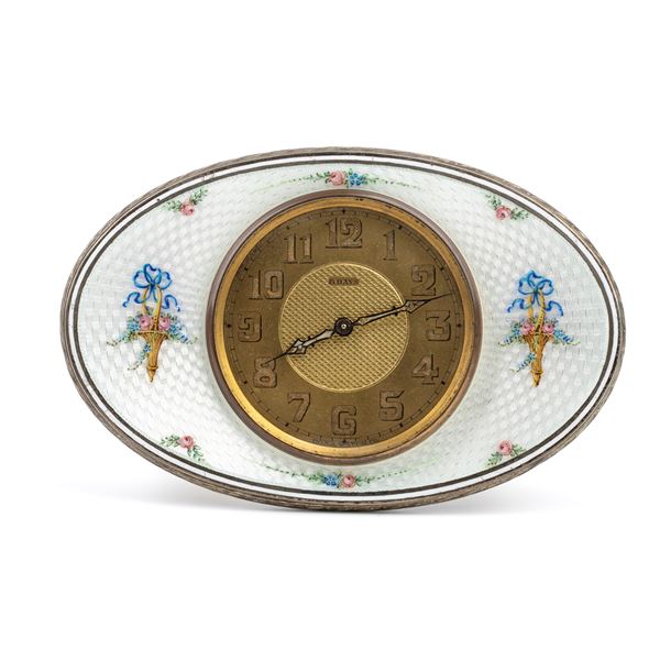 Doxa Watch Co. - Art Déco sterling silver and enamels table clock