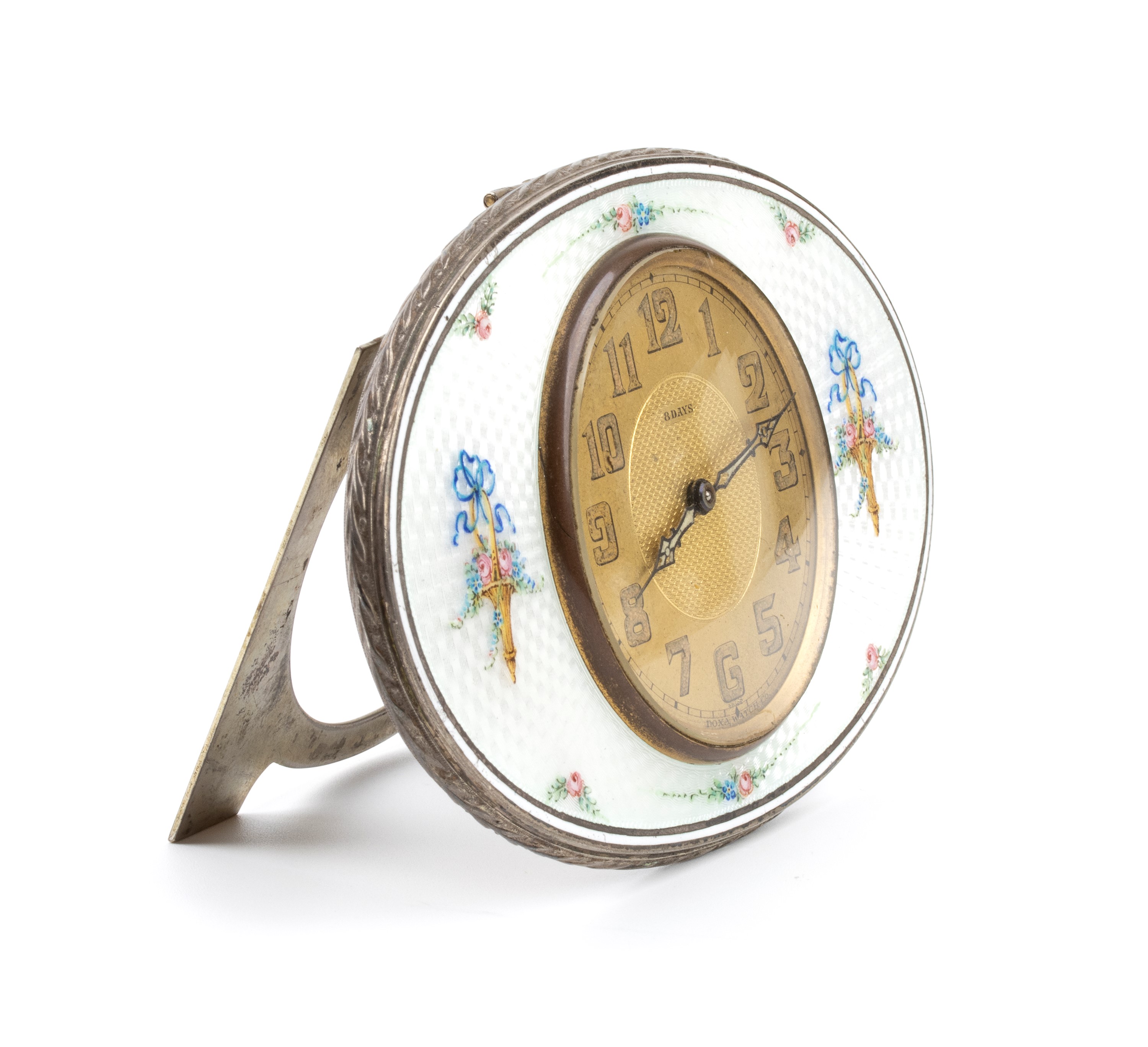 Orologio da tavolo Art Déco in argento e smalti