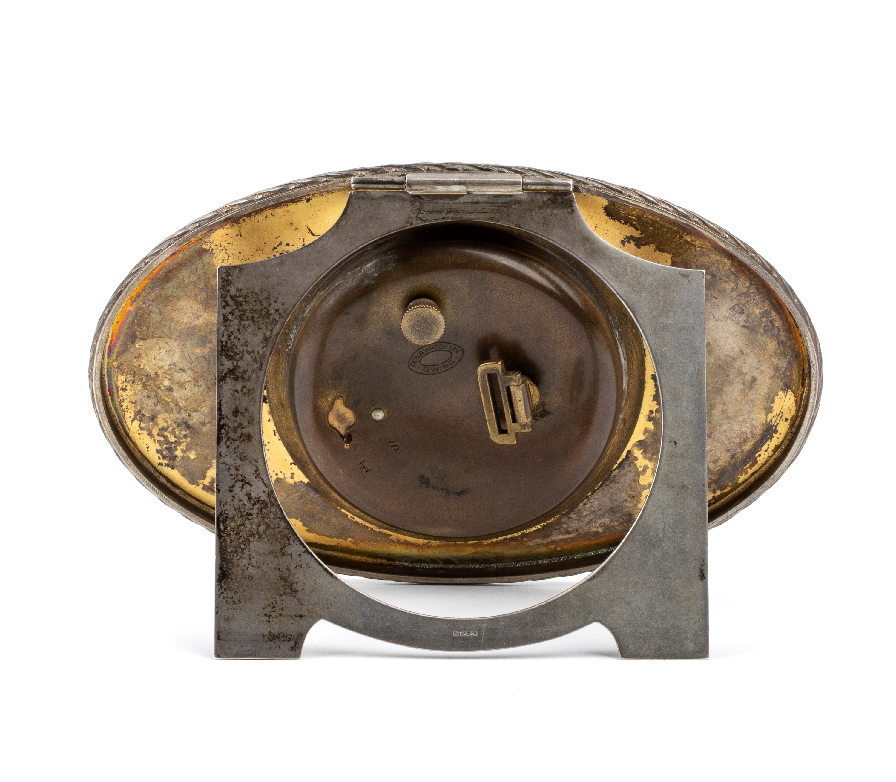 Orologio da tavolo Art Déco in argento e smalti