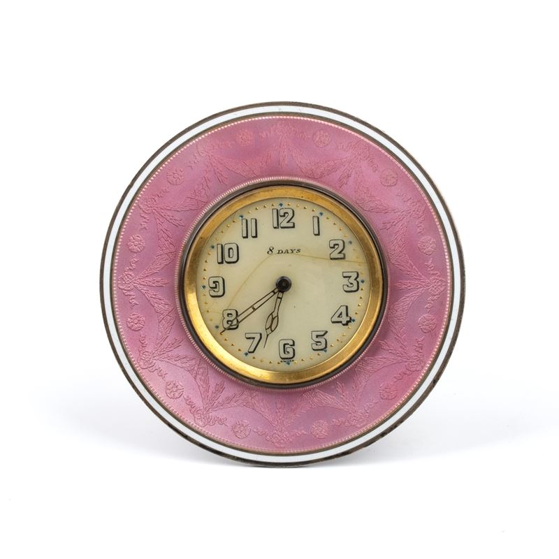 Orologio da tavolo Art Déco in argento e smalti