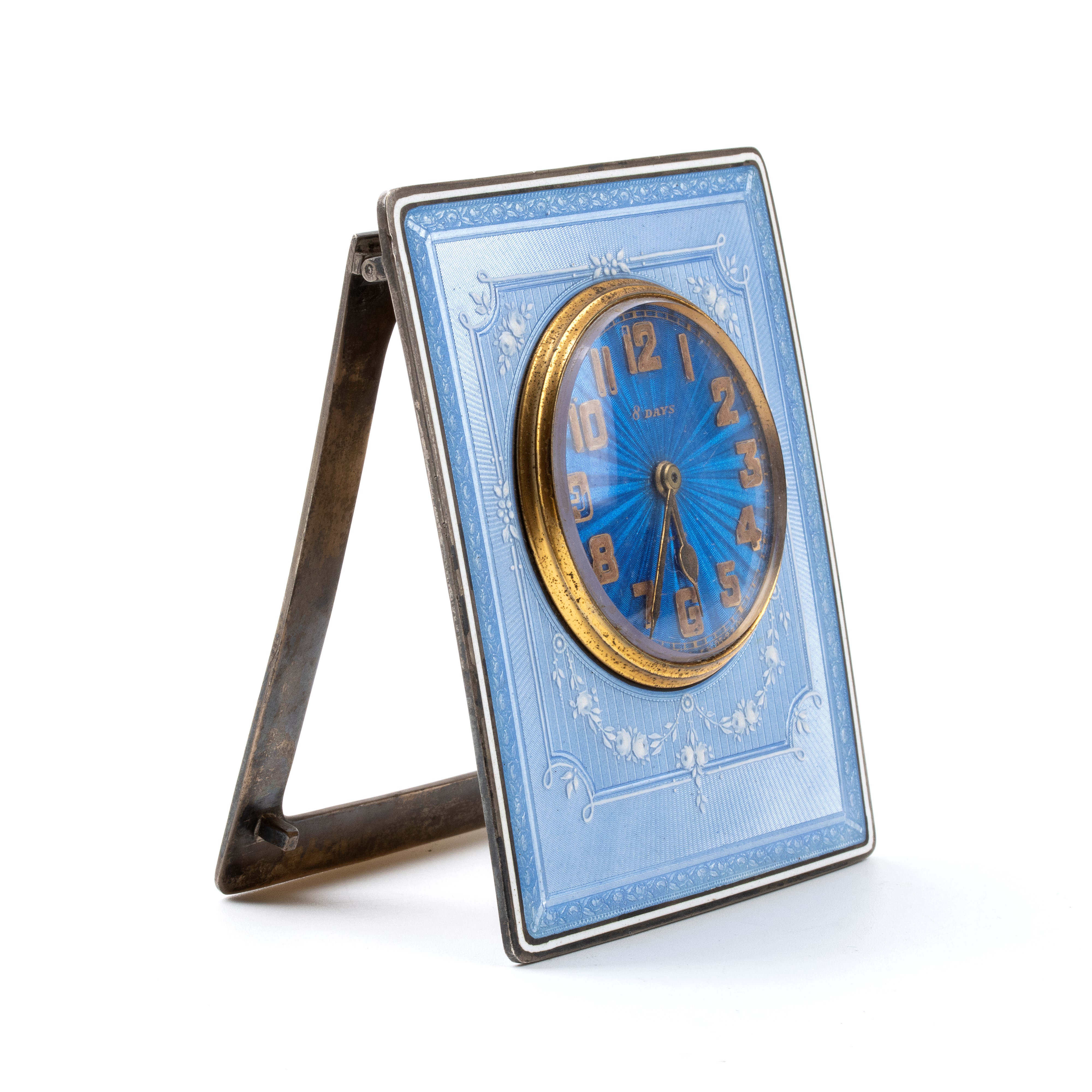 Orologio da tavolo Art Déco in argento e smalti