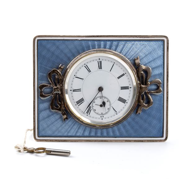 Tiffany &amp; Co.&#174; - Art Déco sterling silver and enamels table clock