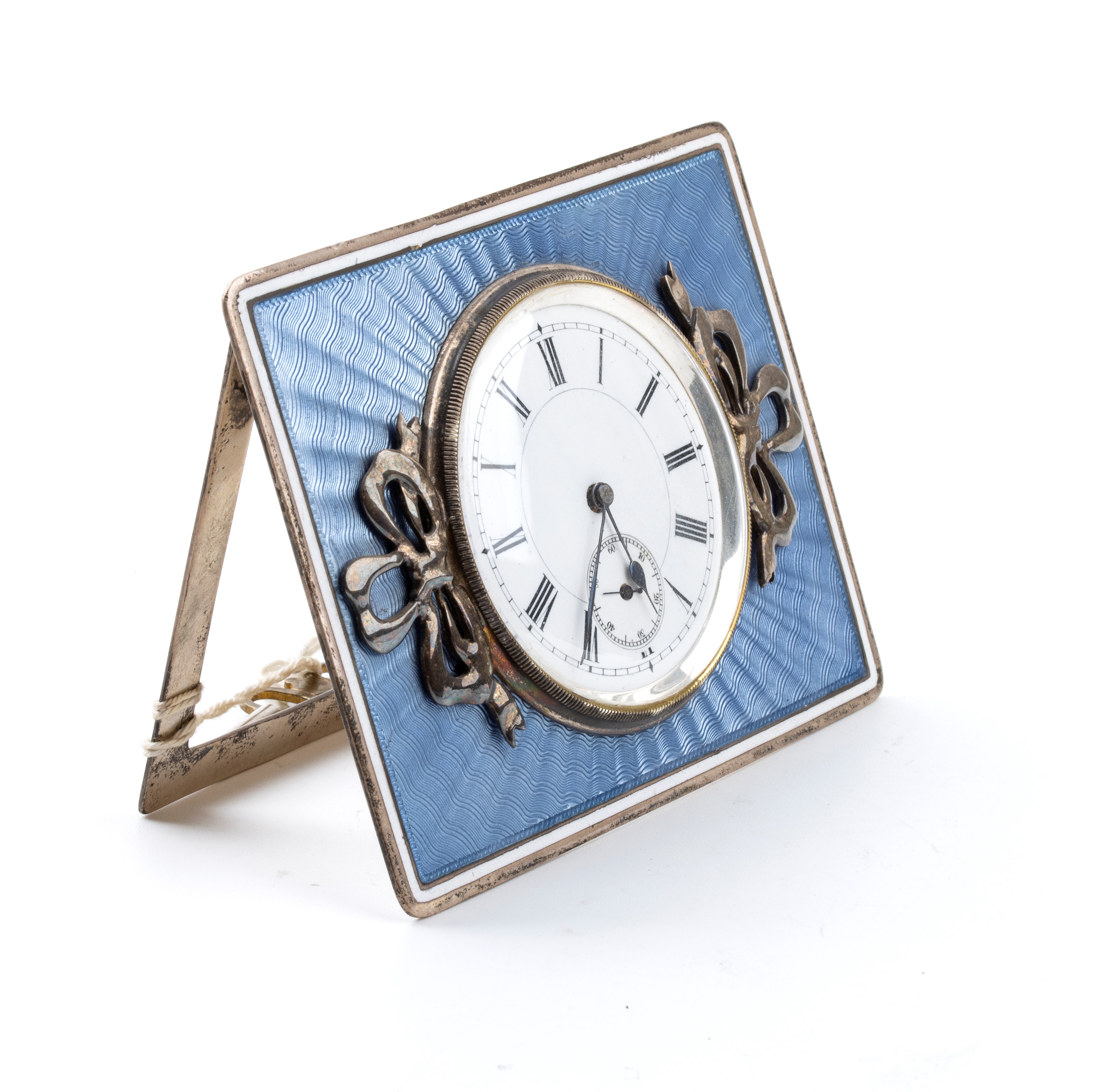 Orologio da tavolo Art Déco in argento e smalti