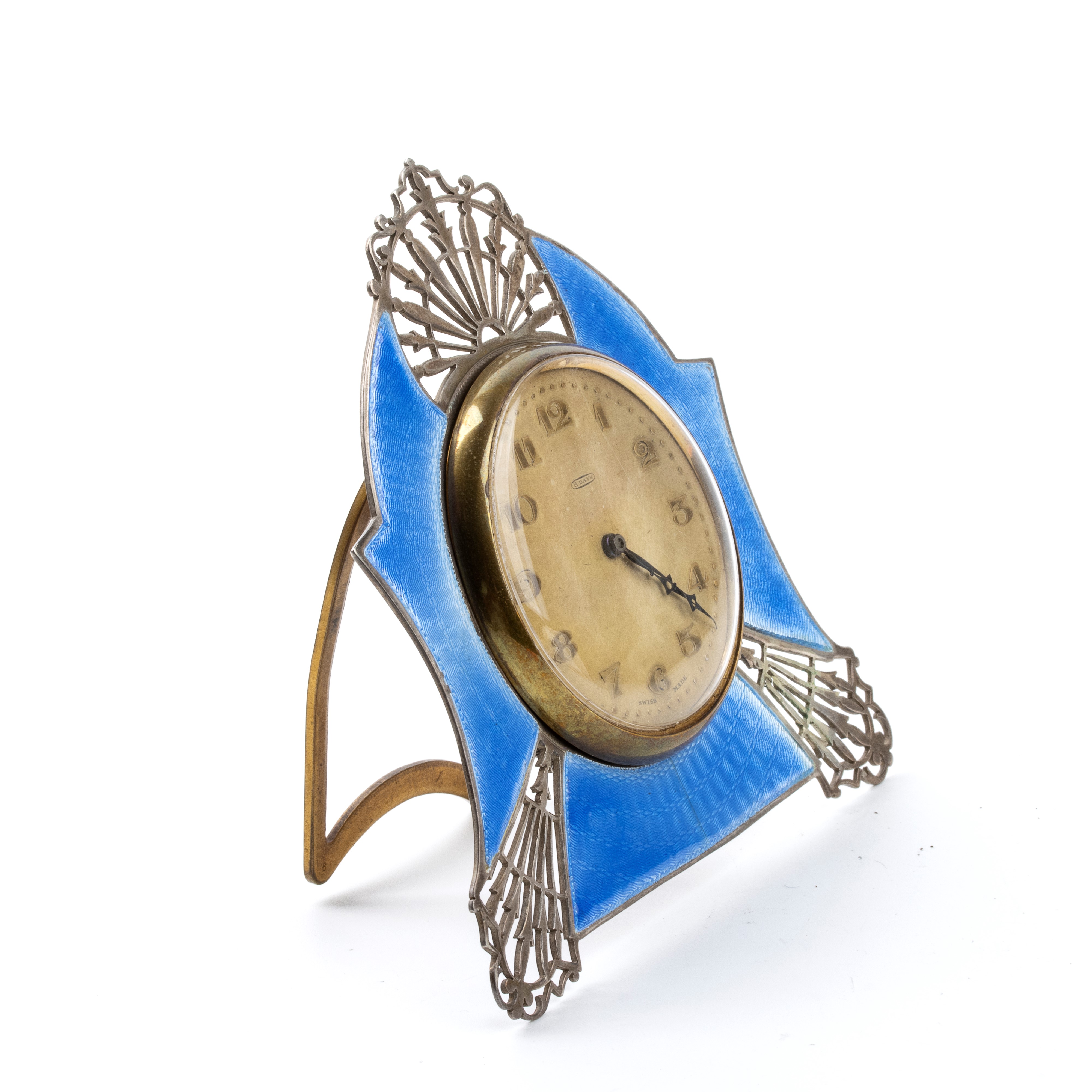 Orologio da tavolo Art Déco in argento e smalti