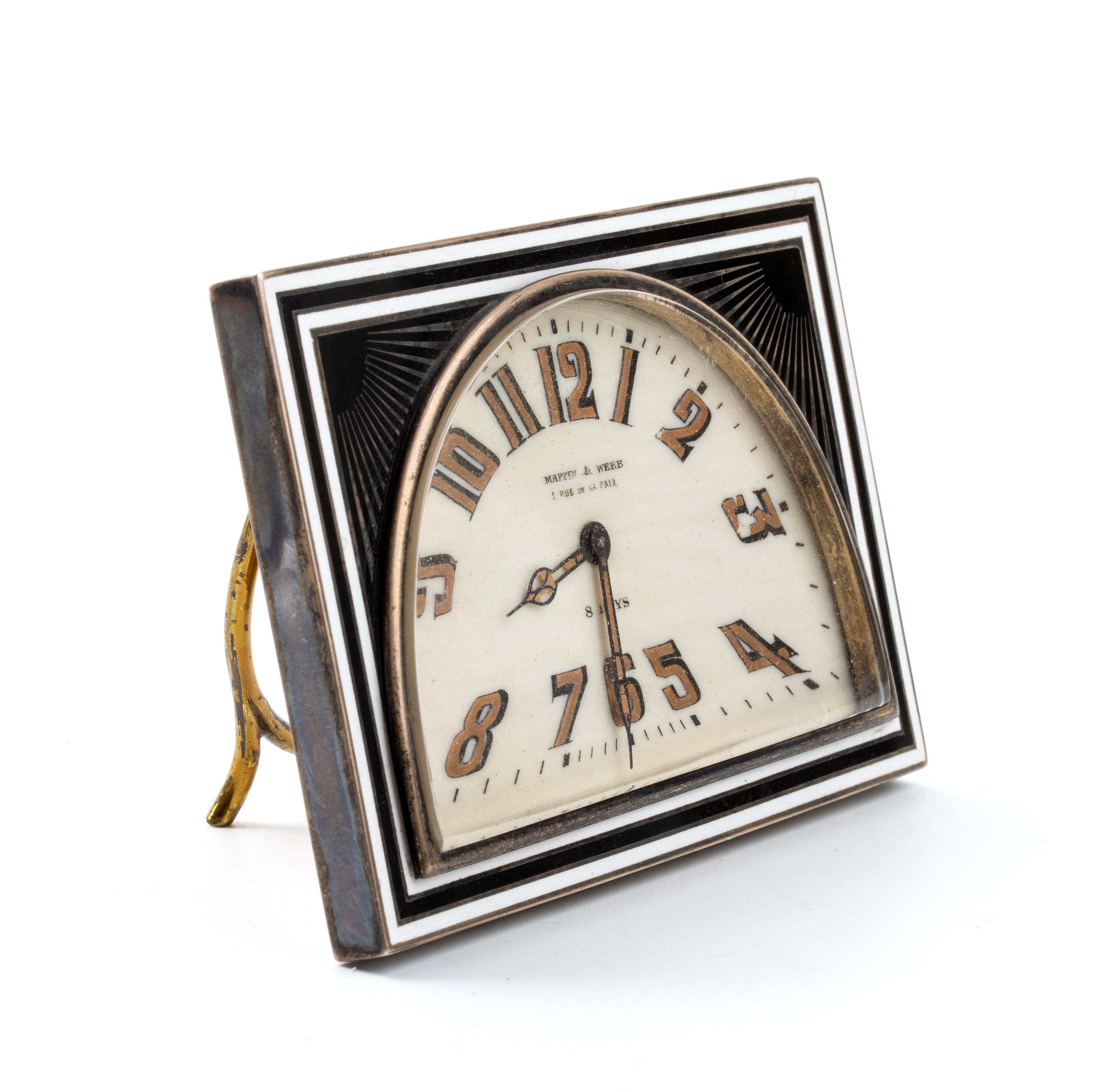 Orologio da tavolo Art Déco in argento e smalti