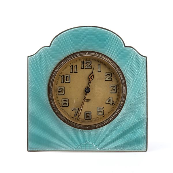 Beddoes &amp; Co - Art Déco silver and enamels table clock