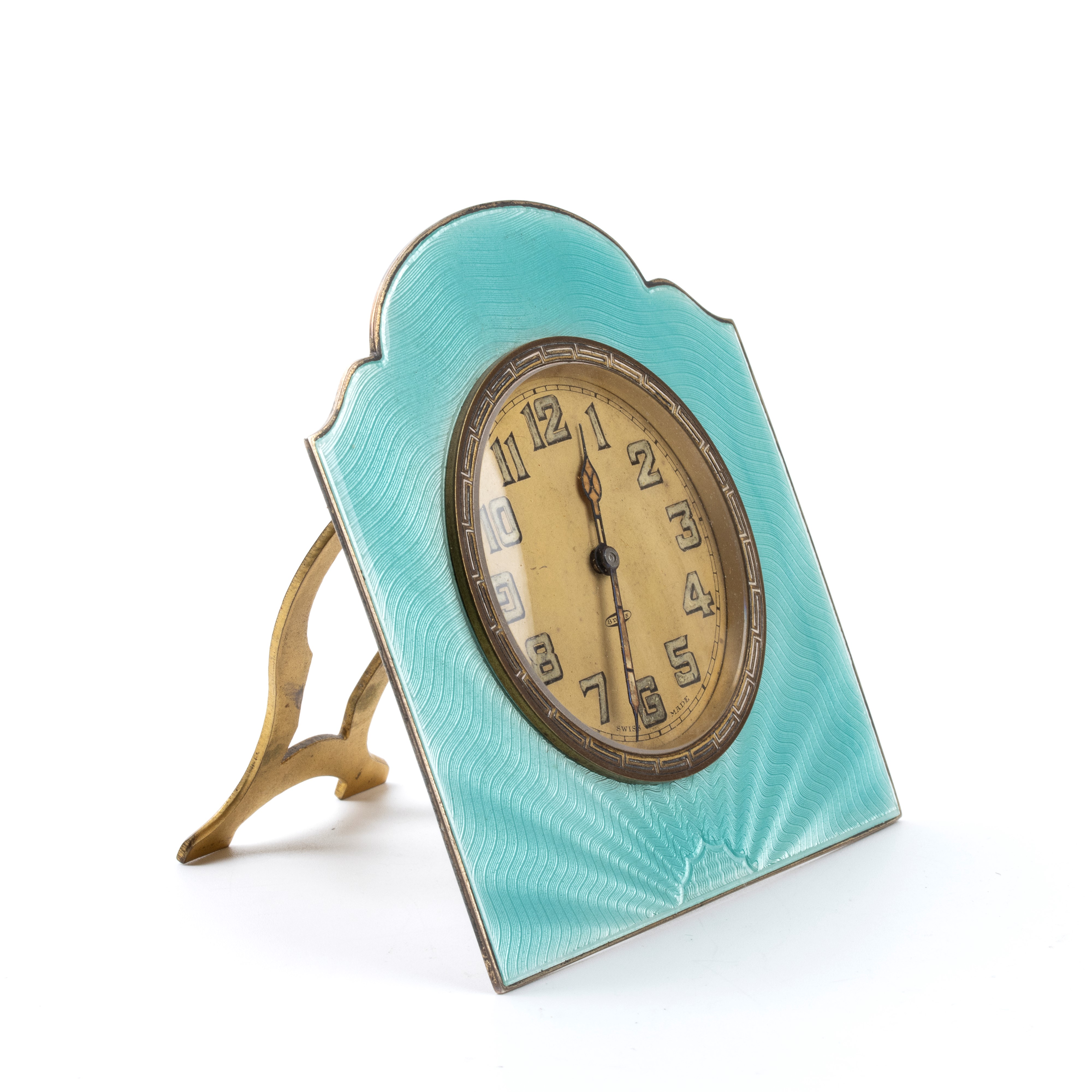 Orologio da tavolo Art Déco in argento e smalti