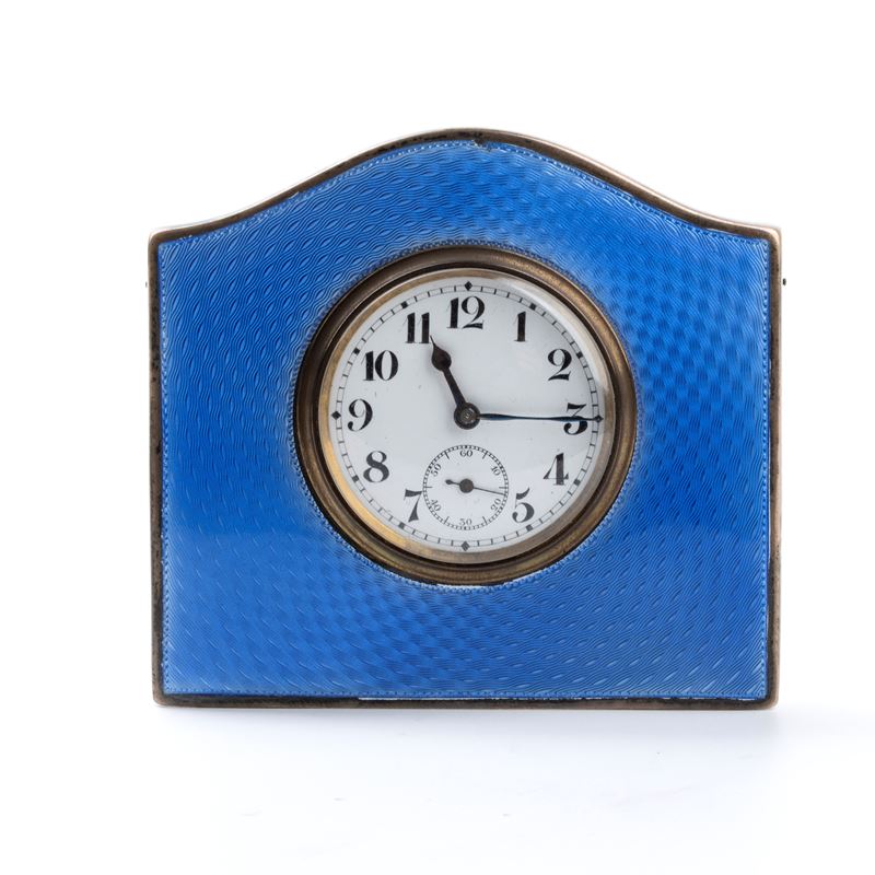 Orologio da tavolo Art Déco in argento e smalti