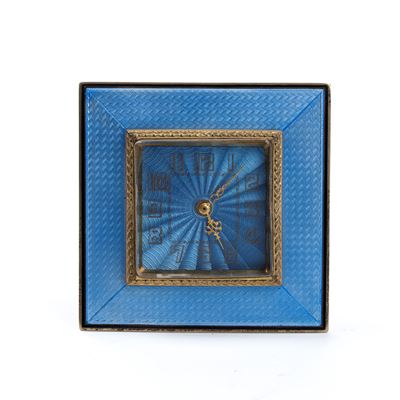 Orologio da Tavolo Art Déco in Argento e Smalti