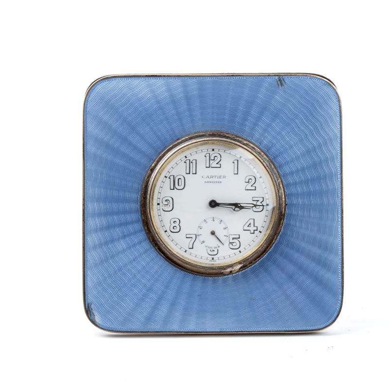 Orologio da tavolo Art Déco in argento e smalti